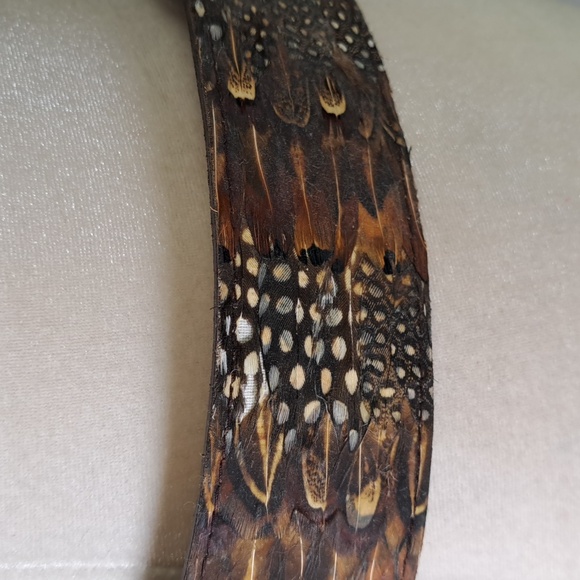 Peacock Feather Vintage 80’s Belt Gold Tone Clasp Genuine Peacock Adjustable - Picture 4 of 10